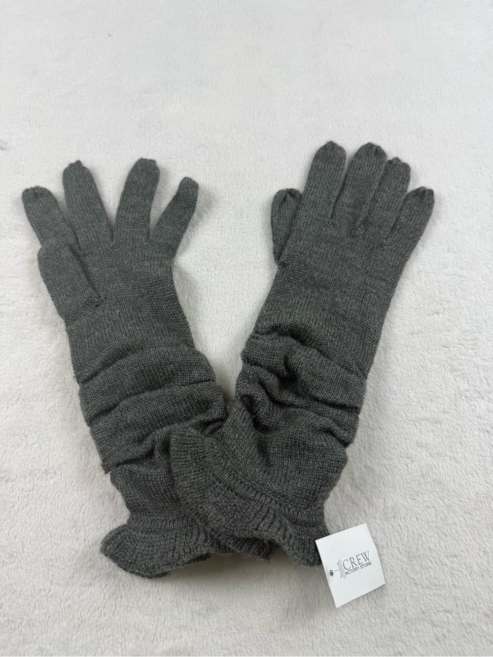 NWT J. Crew Dark Gray Long Knit Gloves Women’s One Size